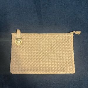 Tan Weave Clutch Bag